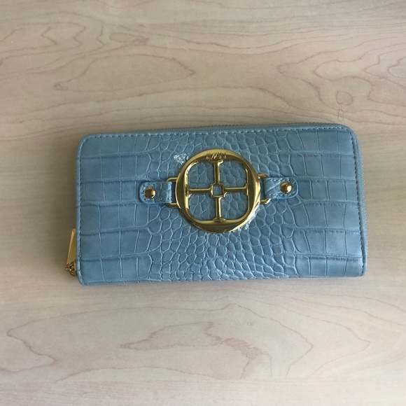 New Iman Blue Croco Like Wallet - Picture 1 of 3